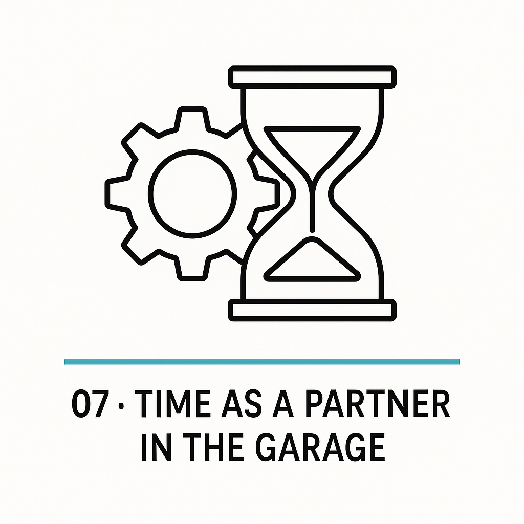 Clock and tools working together — time as collaborator in healing.
