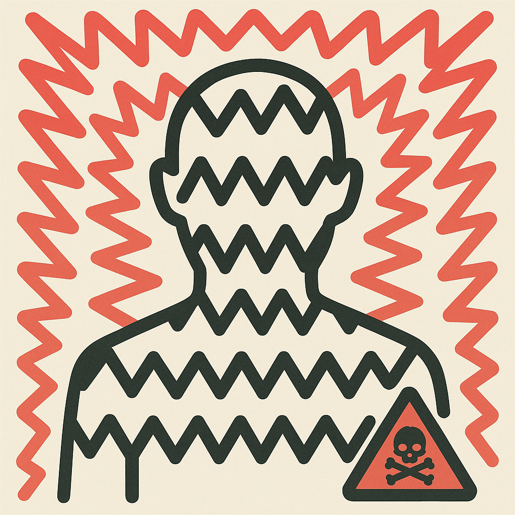 Dashboard with a glowing red anxiety light — symbol of early psychological signals.